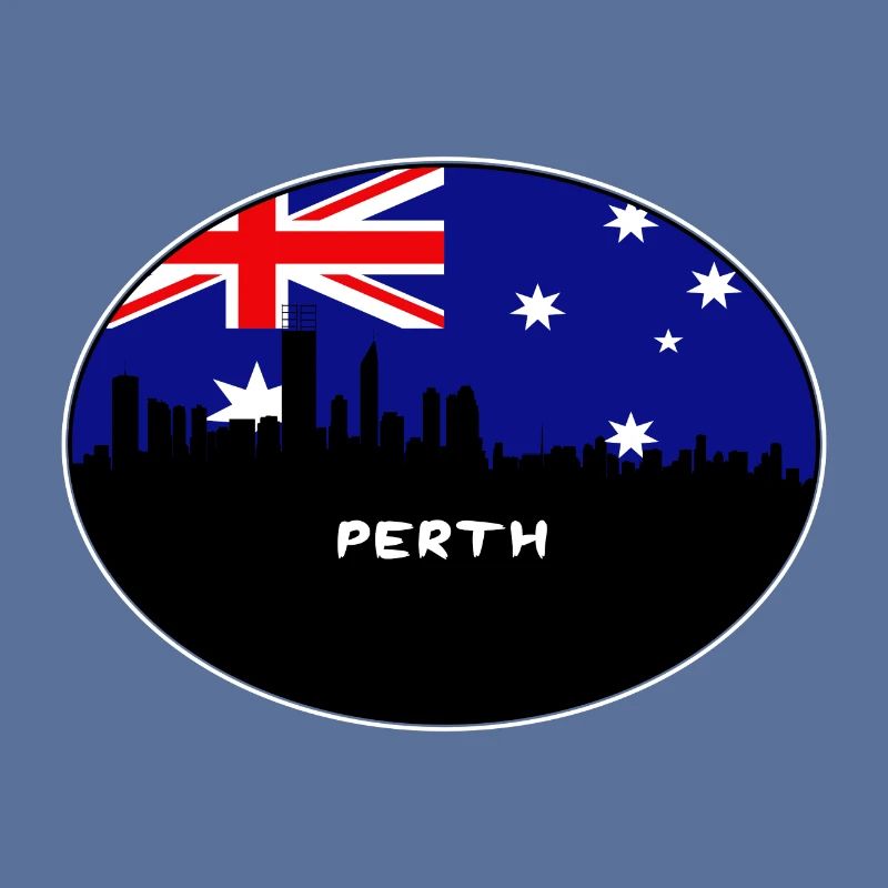 Perth-Australien-Flaggen-Skyline-Schattenbild-Reise