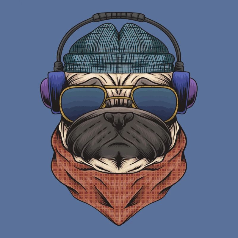 Cooler Mops DJ mit Kopfhörergeschenk für DJs oder Mops