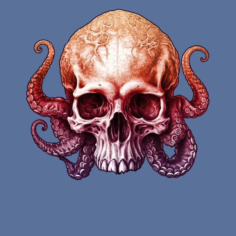 Octopus Skull Enigmatic Depths Gradient Tentacles