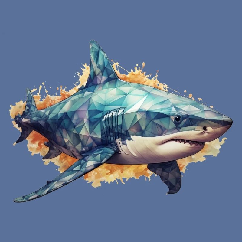 Shark Geometrical drawing 2 No background