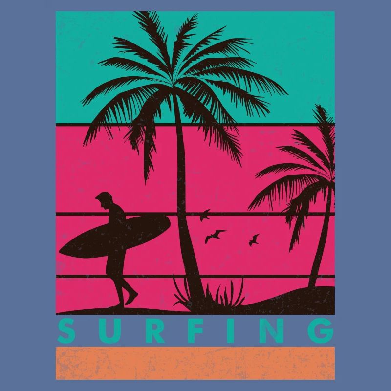 Conception de surf rétro pour les surfeurs et les surfeuses