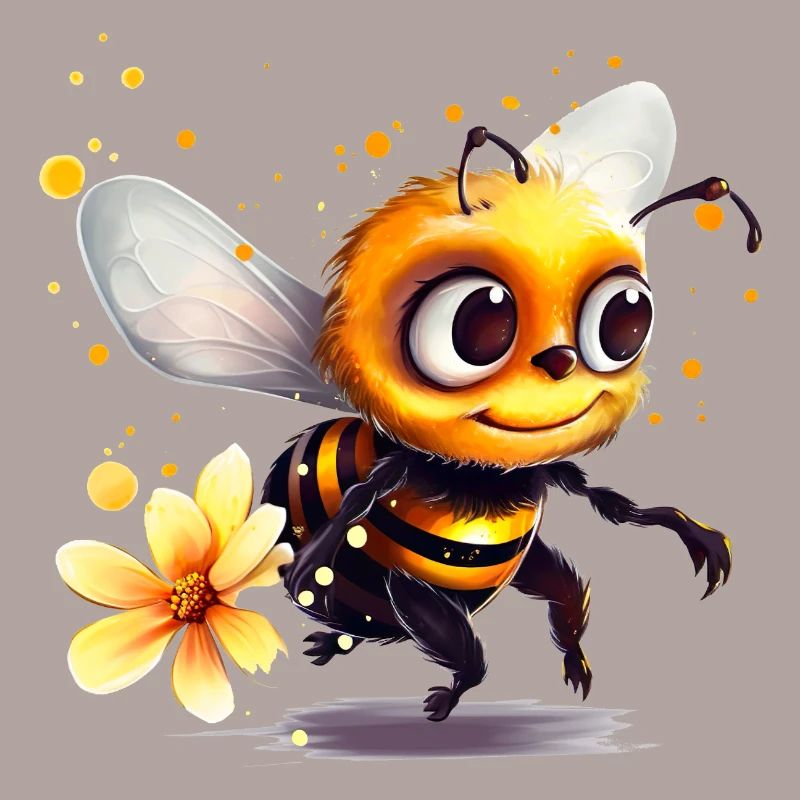 Funny bee has covered herself with bee pollen