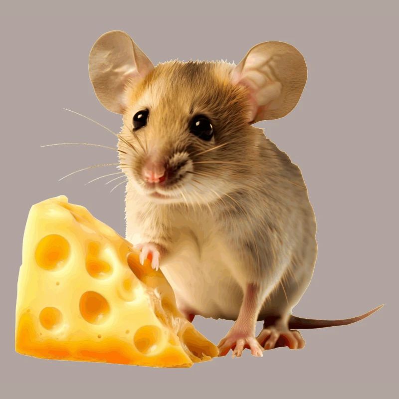Souris avec un morceau de fromage