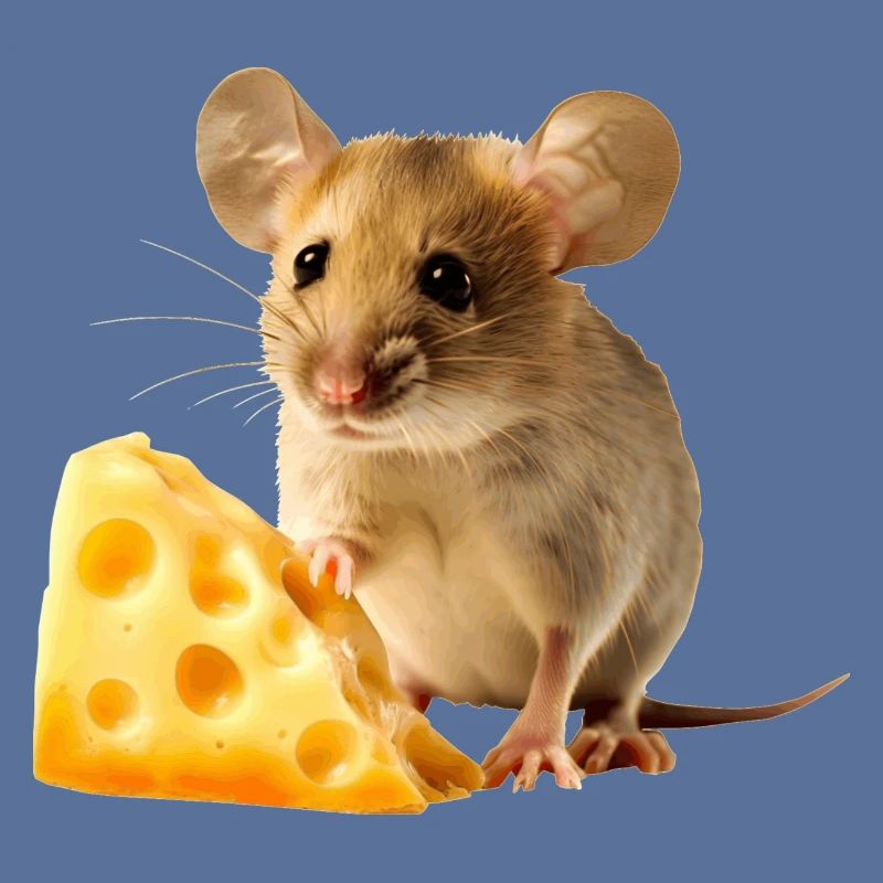 Souris avec un morceau de fromage