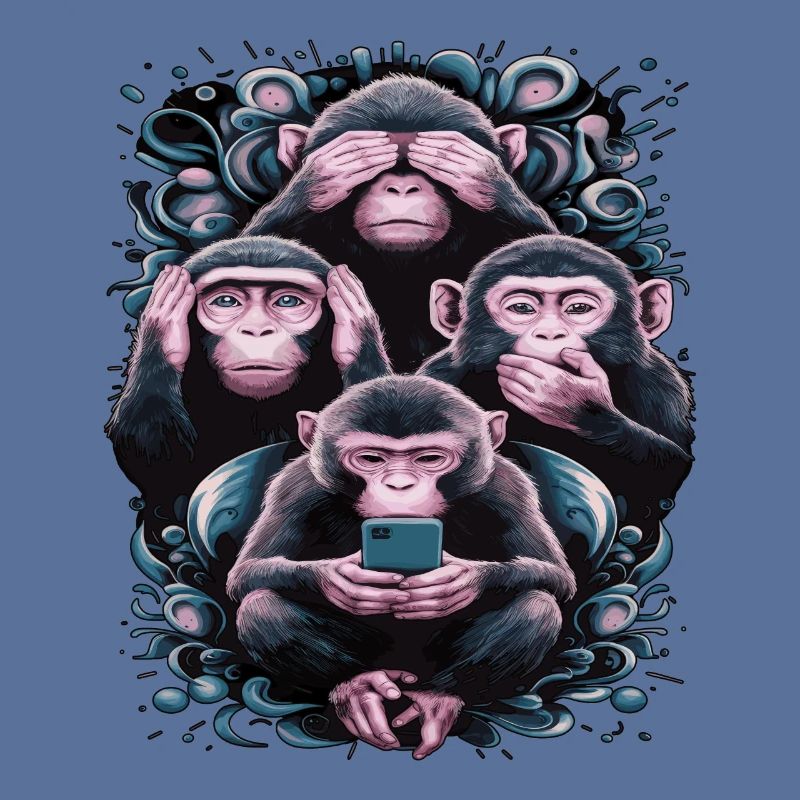 singe sage avec téléphone portable drôle multi conception multimédia