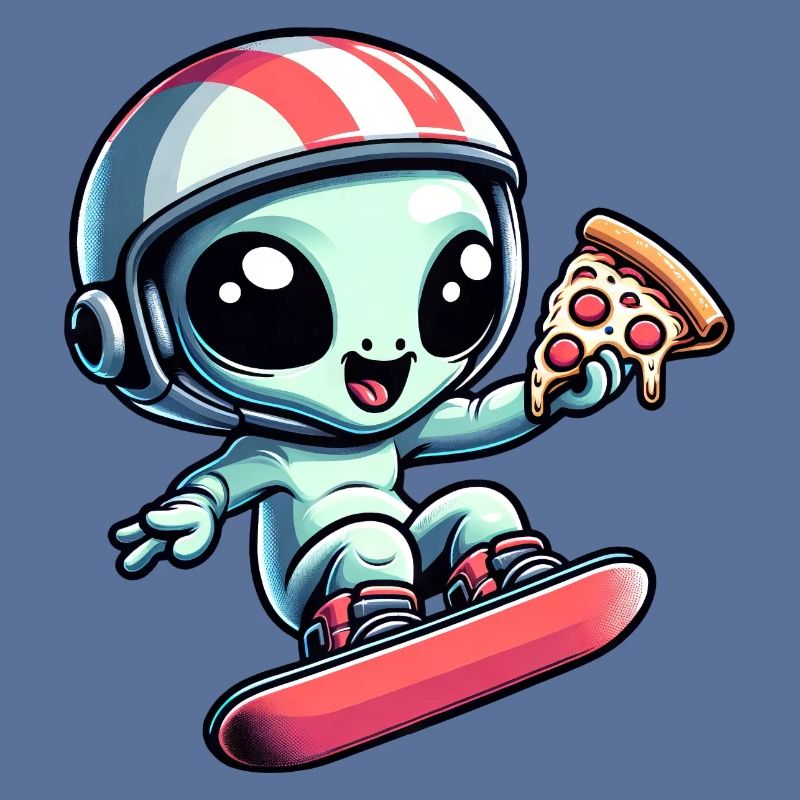 Süßes Comic Alien Snowboard Snowboarder
