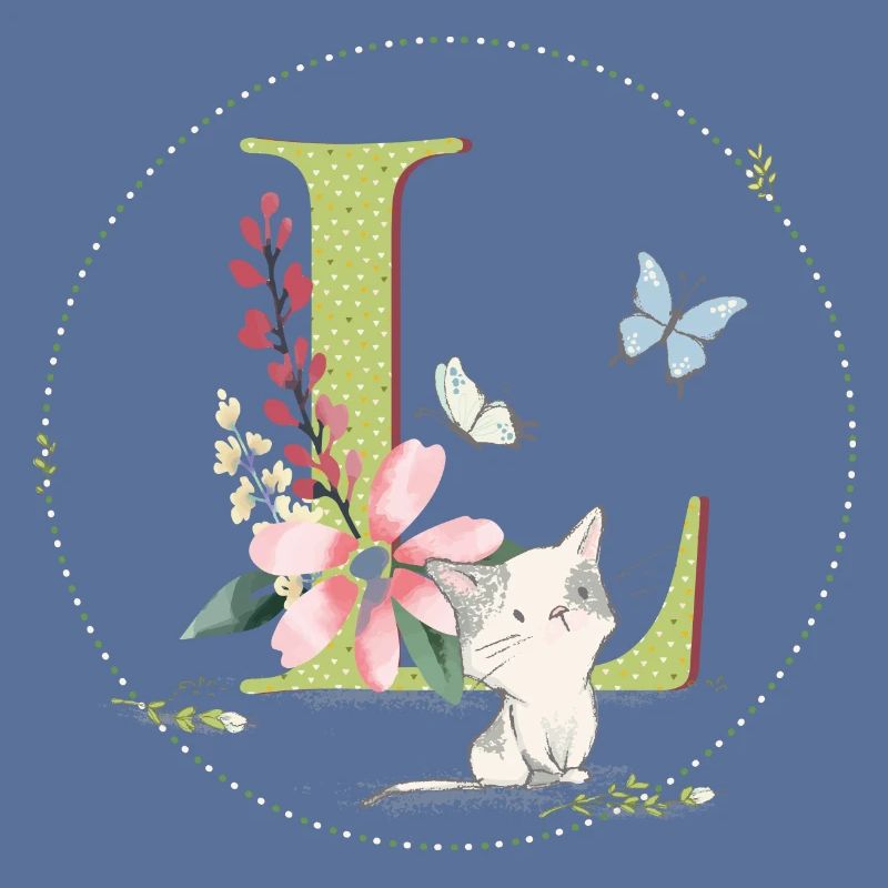 Lettre initiale L avec chat