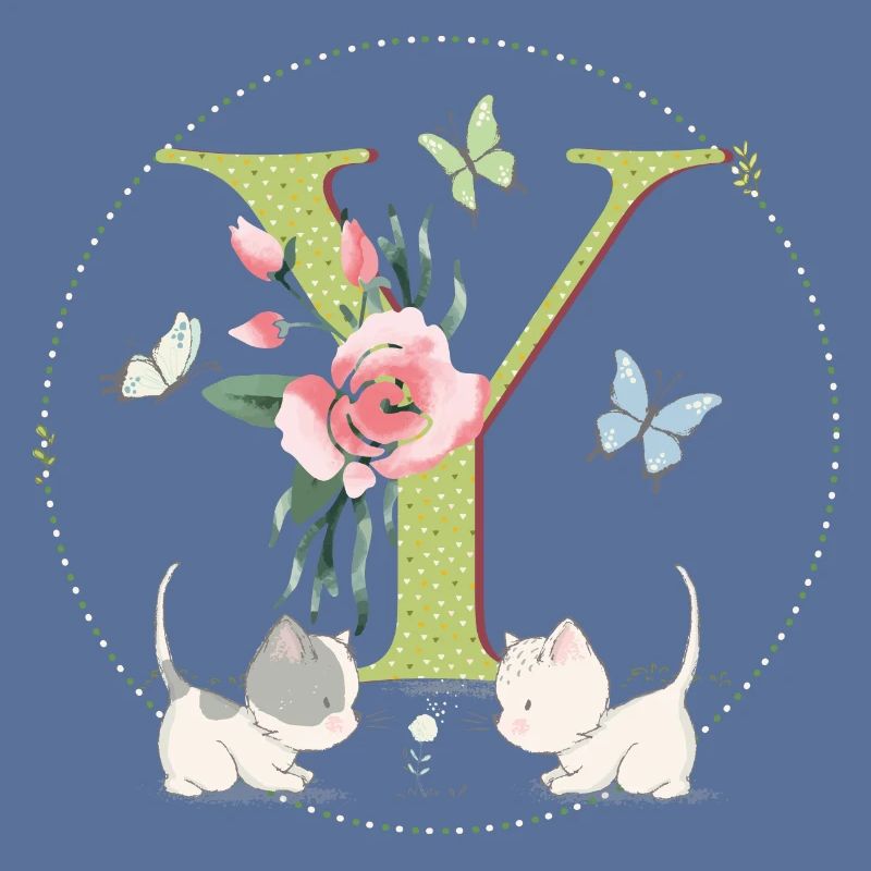Lettre initiale Y avec chat