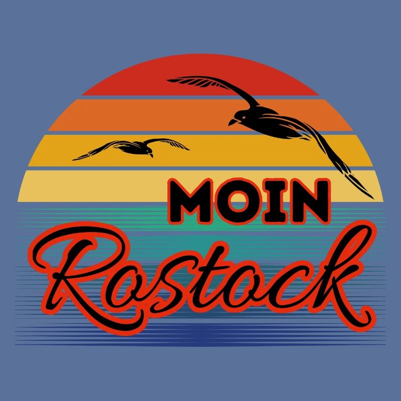 Moin Rostock mit Möwe im Retro Style