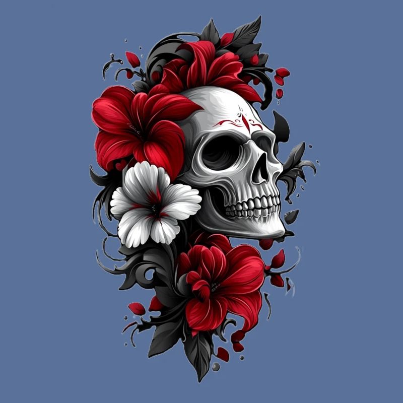 Crâne avec des fleurs