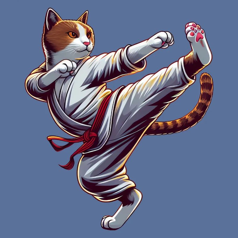 Coole Karate-Katze im Comic-Stil