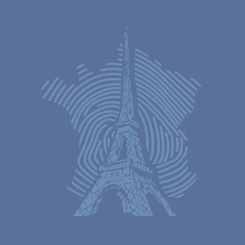 Blaue Eiffelturm Silhouette minimalistisch Paris