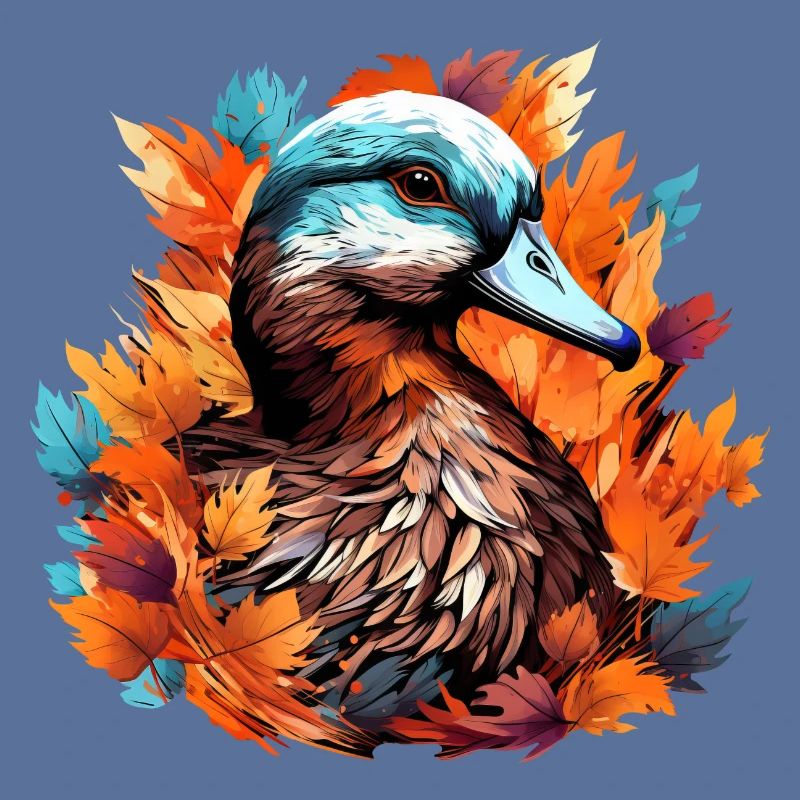 Canard doux dans le feuillage d’automne