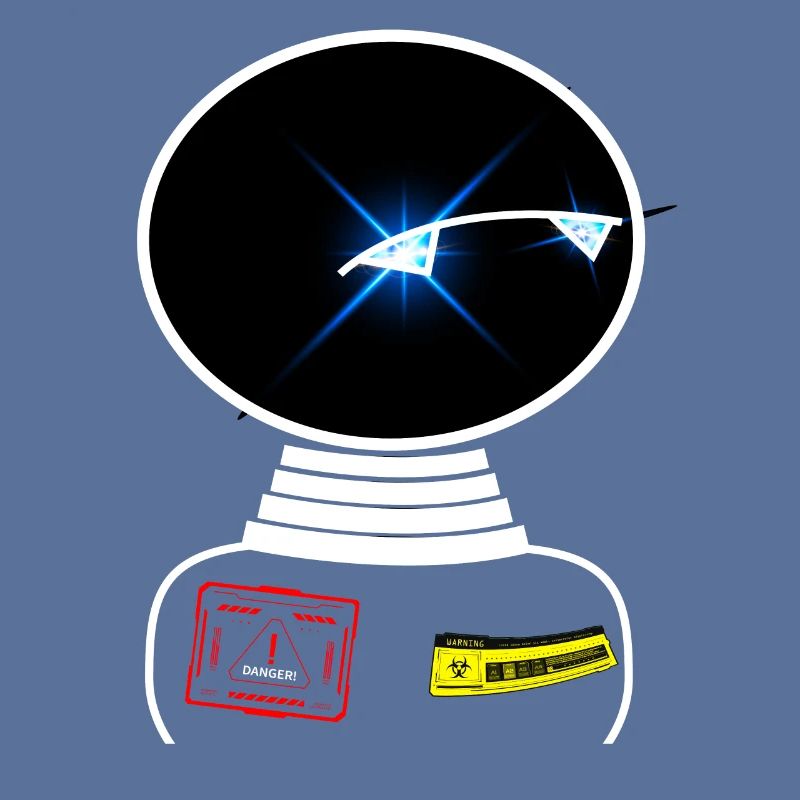 Robot Space Space observes warning sign