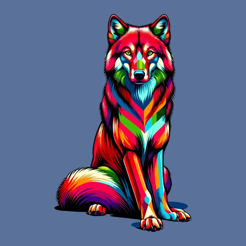 Bunte Pop Art Roter Wolf Liebhaber Wölfe