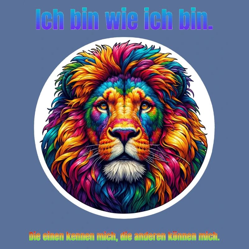 Löwe psychedelisch mit Spruch