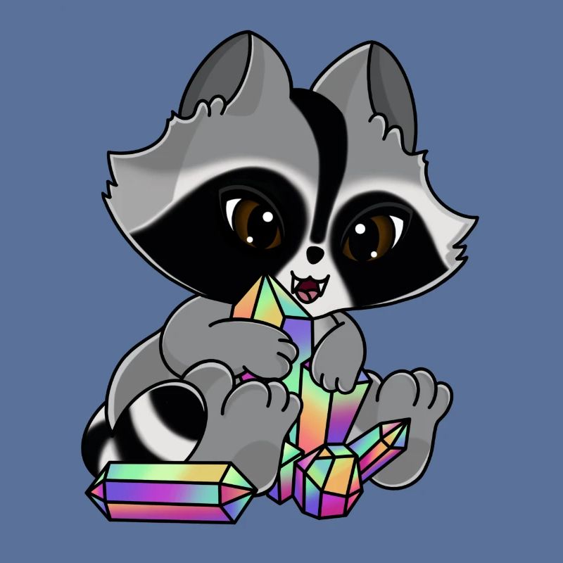 Snuggles der Waschbär mit Kristall