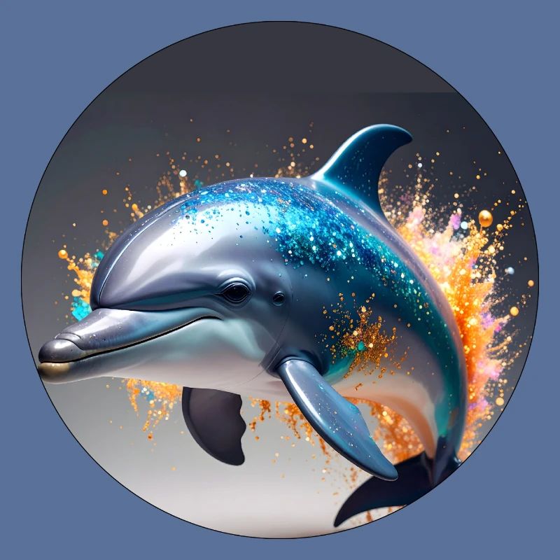 Delfin,bunt,pailletten,glitzer,blau