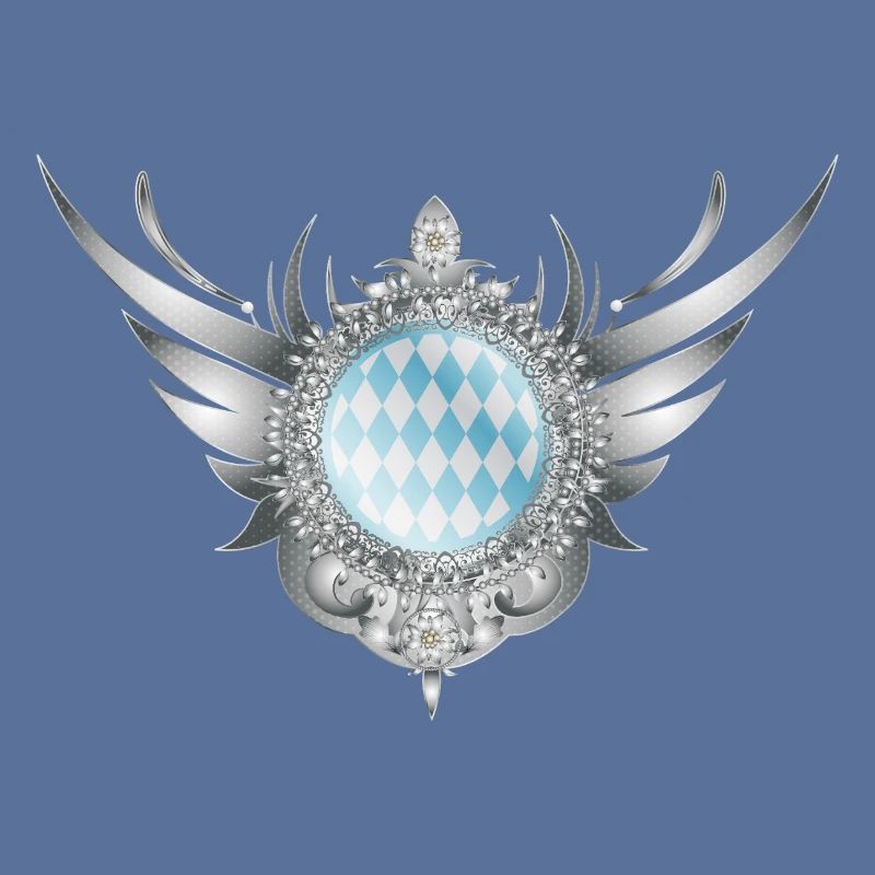 Silver wing crest with diamond pattern