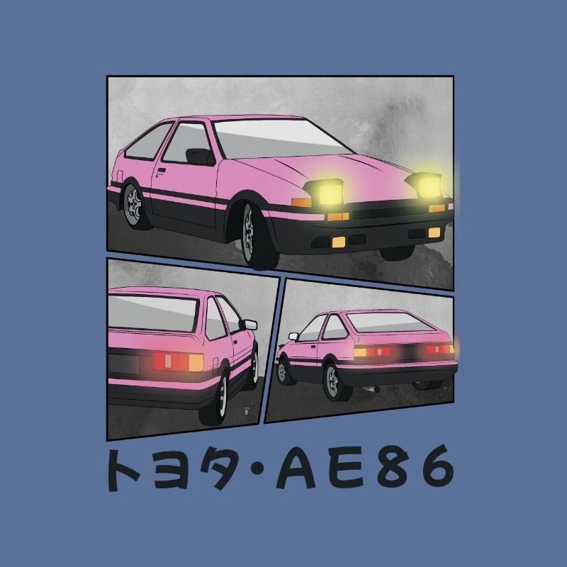 POP PINK CAR COMIC / POP UP HEADLIGHTS HATCHBACK