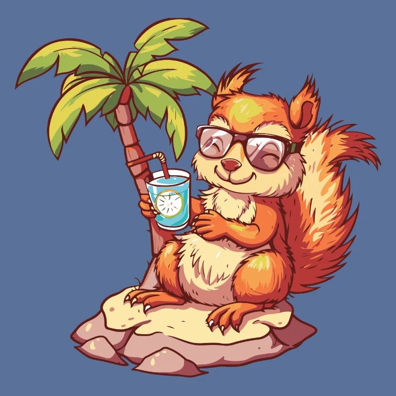 Eichhörnchen Sommer Strand Comic