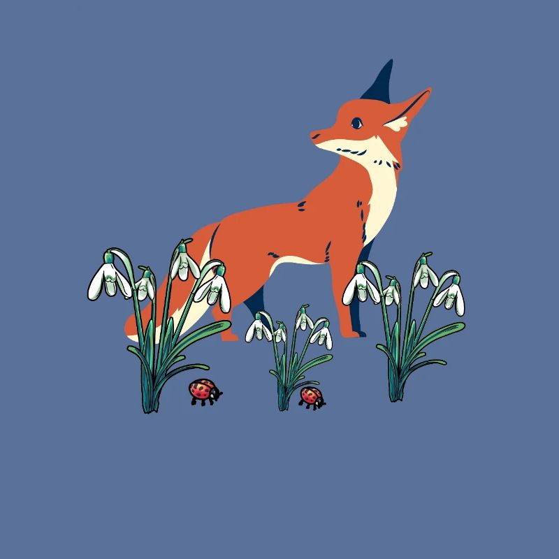 Spring Snowdrops Fox Foxes