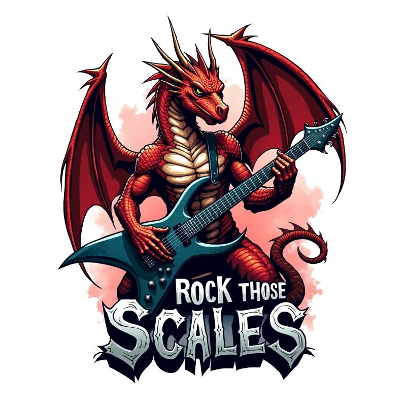 Drache mit Rockgitarre