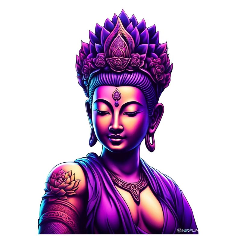 Neon-Buddha mit Lotuskrone