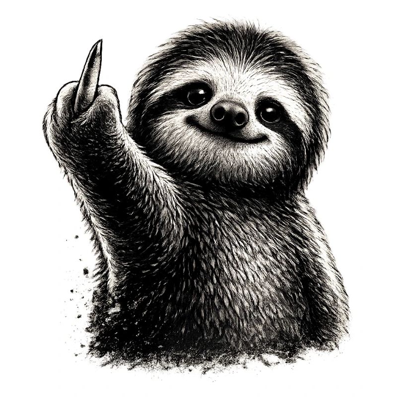 Freches Faultier Mittelfinger