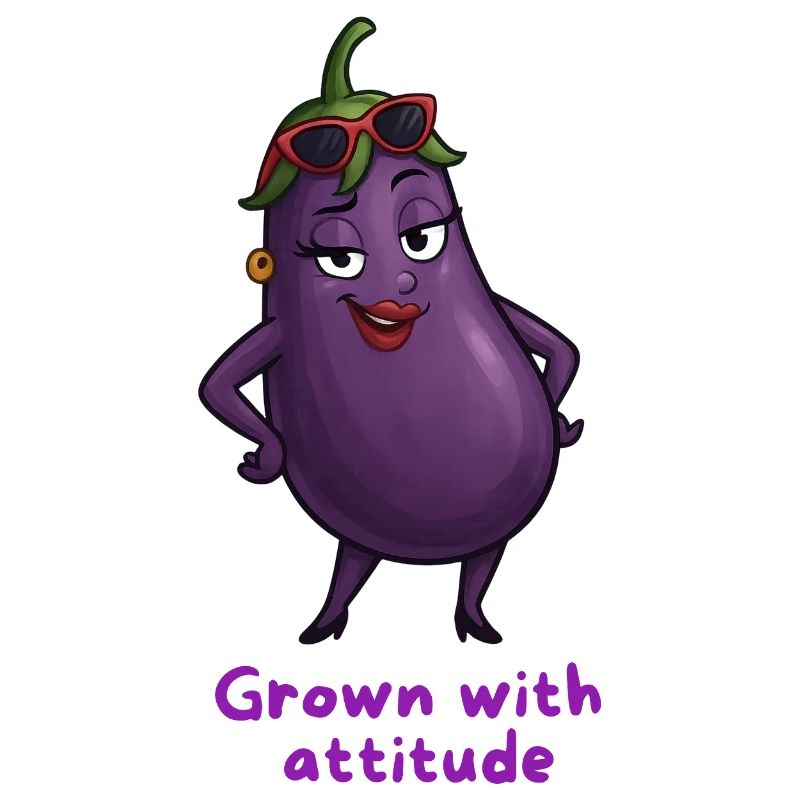 Eggplant with attitude vegetable illustration