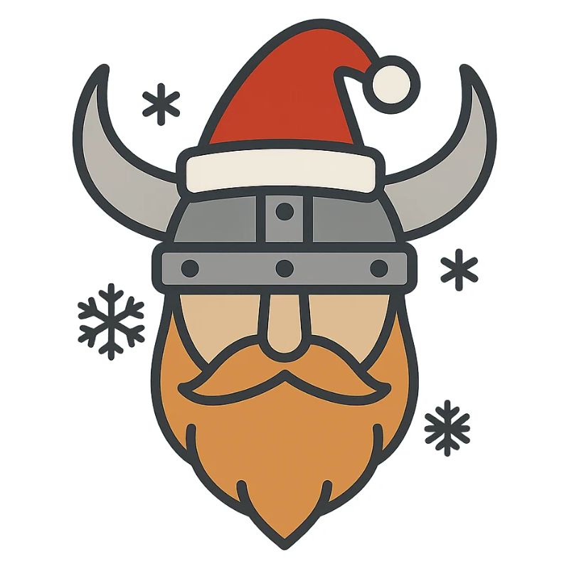 Wikinger mit Weihnachtsmütze