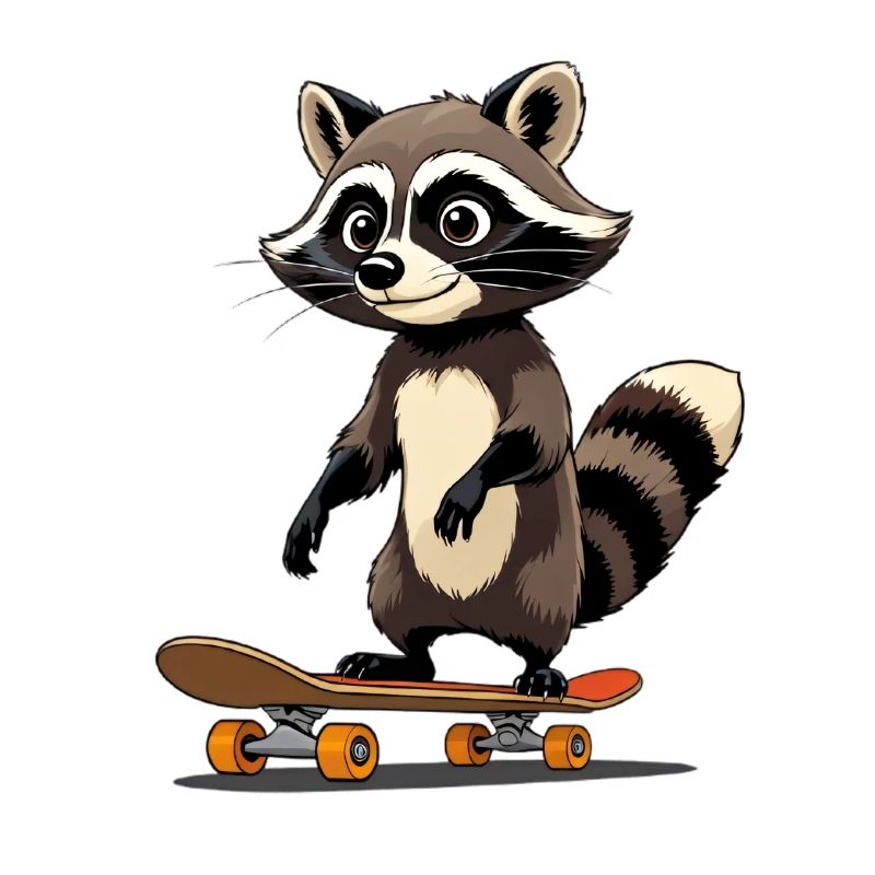 Conception mignonne de skateboard de raton laveur