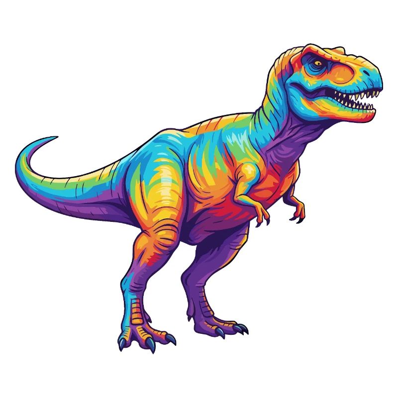 Buntes T-Rex Regenbogen-Pop-Art-Aquarell