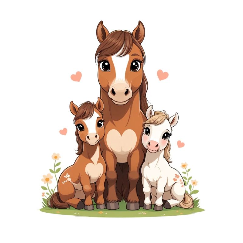 Pferdefamilie im Herzen
