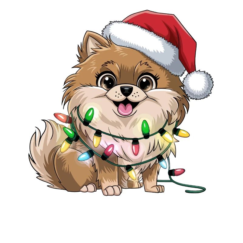 Weihnachtshund mit Lichterkette