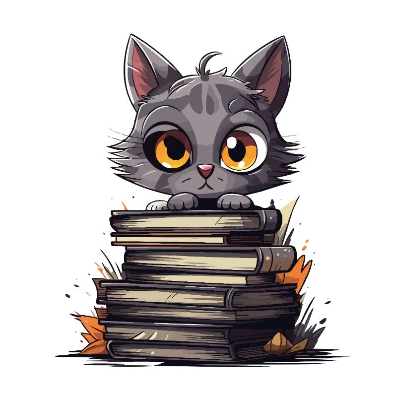 Kätzchen über Bücherstapel