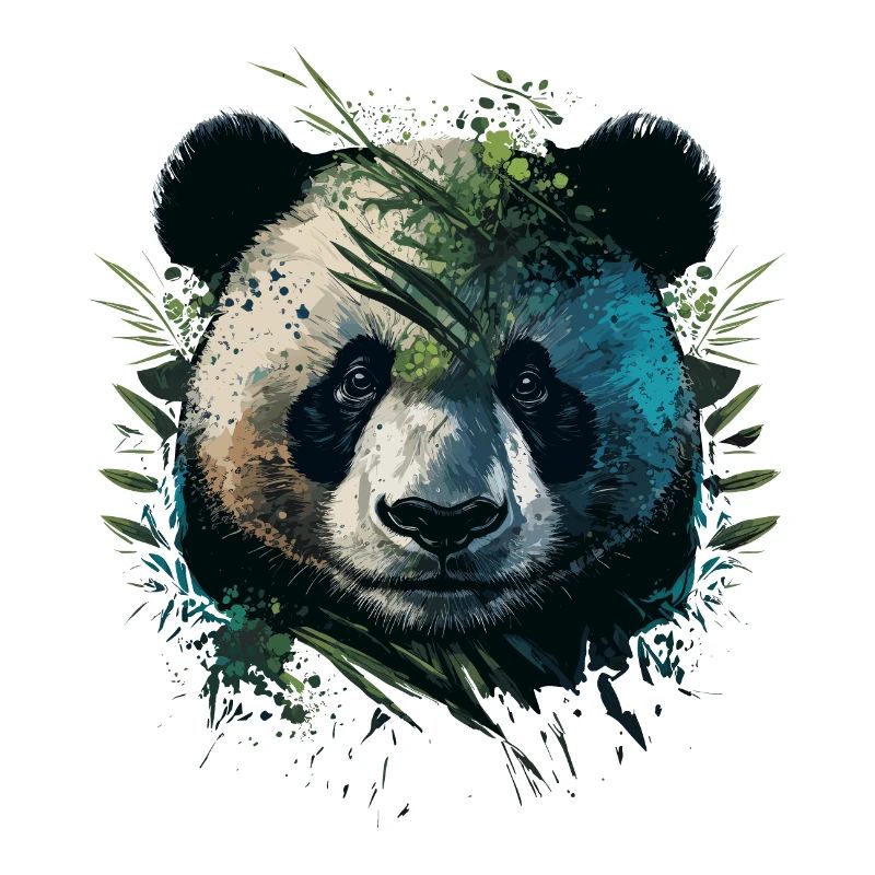 Panda hiding behinde leaths