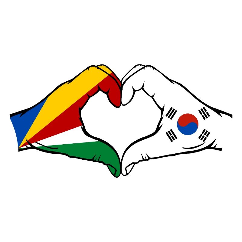 Seychelles Corée du Sud Drapeau Mains Coeur Forme