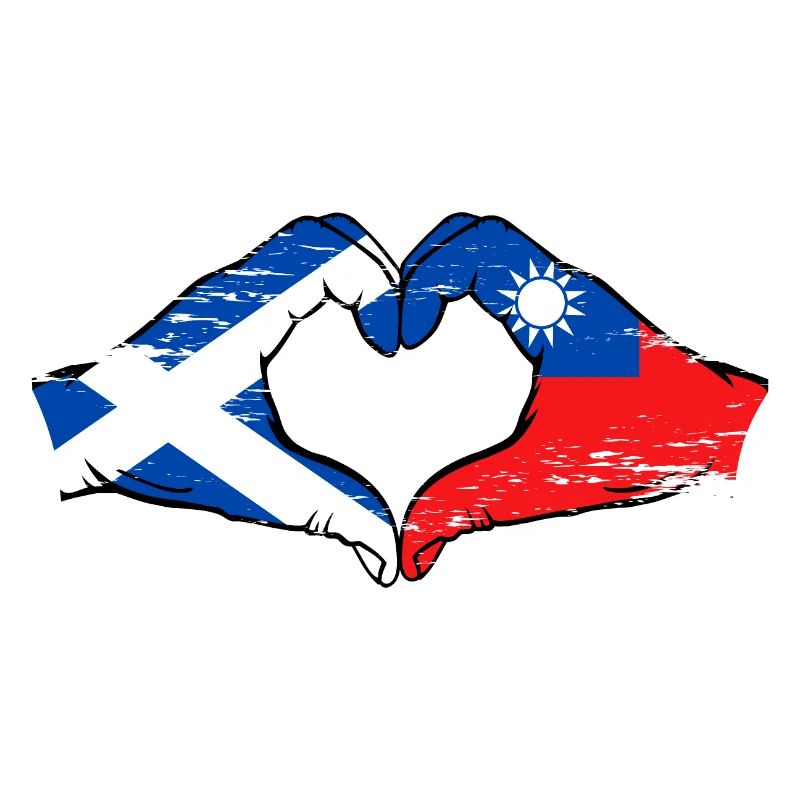 Ecosse Taïwan drapeau mains forme de coeur utilisé