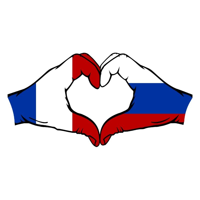 France Russie Drapeau Mains Coeur Forme