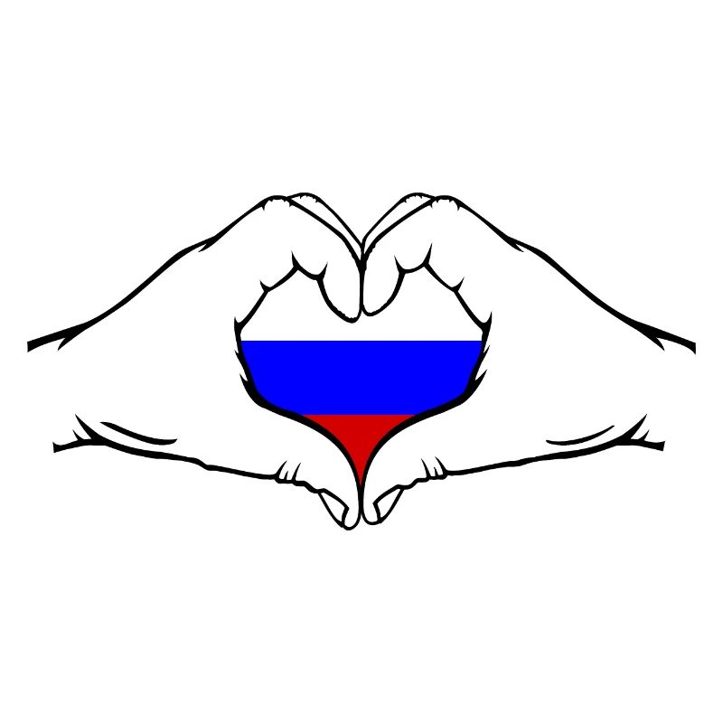 Drapeau de la Russie Mains Forme de coeur