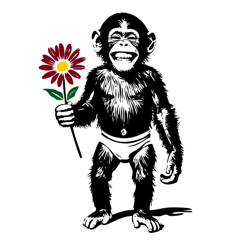 Singe avec fleur Cadeau de la Saint-Valentin