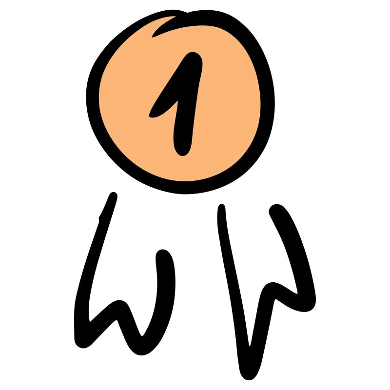 First place badge / order. Scrawl.