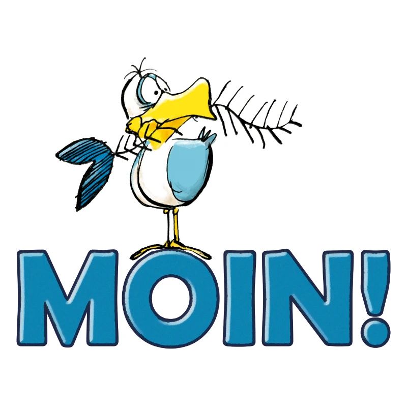lustige Moin Möwe mit Gräte