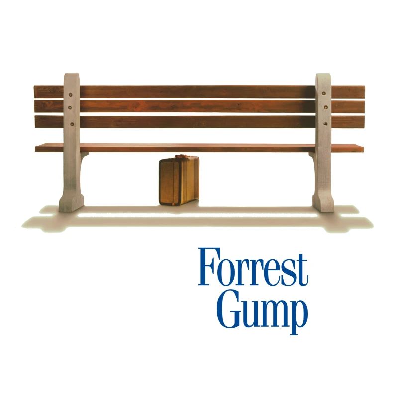 Forrest Gump Small Logo With Bench And Suitcase