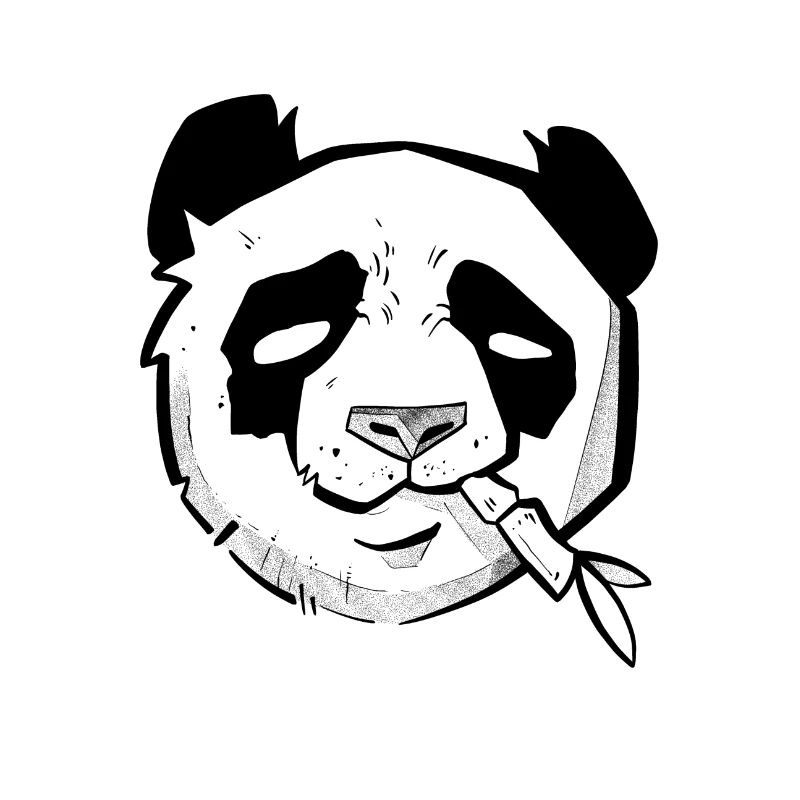 Tête de panda mignonstyle sketchy et dotwork