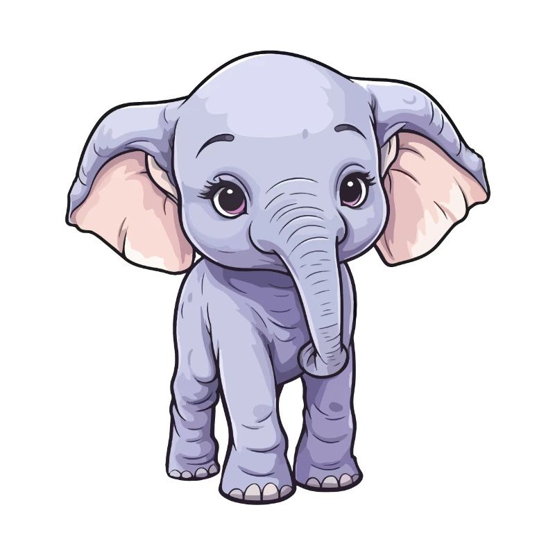 Mignon bébé éléphant: Clipart de dessin animé mignon