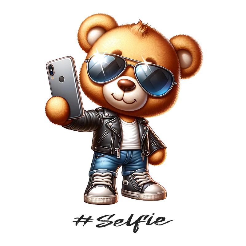 Selfie Bär Mit Lederjacke Sonnenbrille