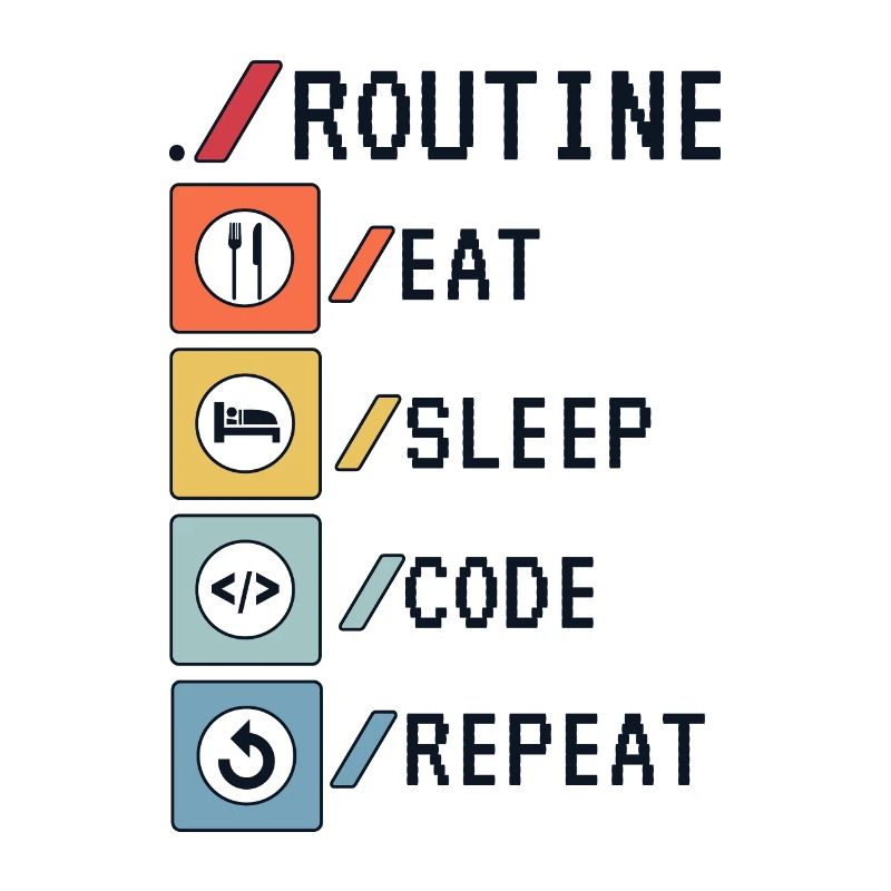 Routine Eat Sleep Code Repeat Developer Coder