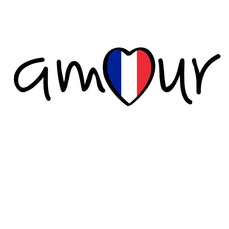 Liebe zu Frankreich mit Flagge. Amour oder l' amour